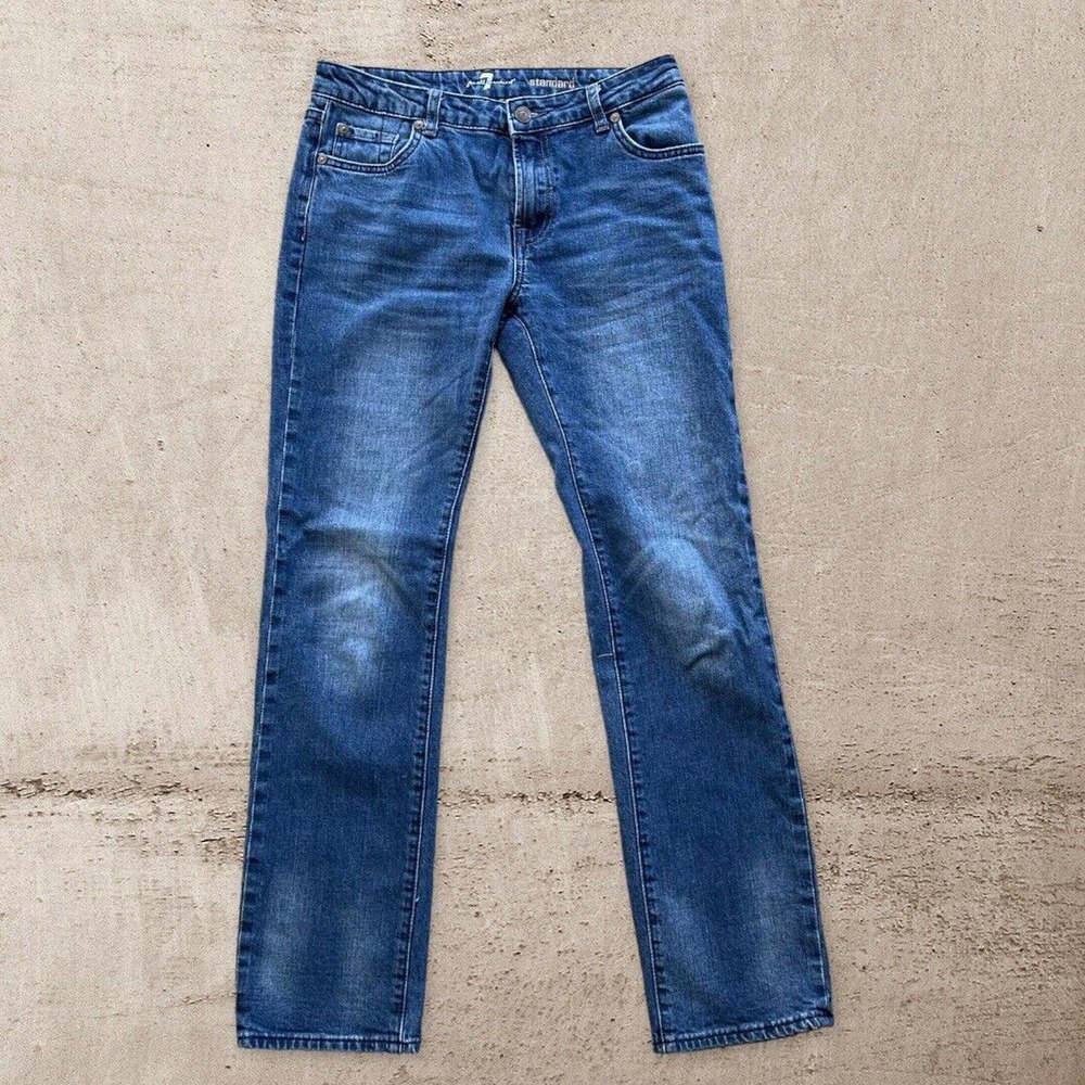 7 For All Mankind Men’s Straight Fit Stretch Denim Blue Jeans Measures 28x28.5